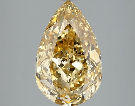 Lab-Grown Pear Diamond - 4.02 Carats, Fancy Intense Yellow Color, VS2 Clarity - Certified by IGI - Report Number: LG660496223