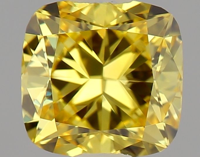 Lab-Grown Cushion Diamond - 0.52 Carats, Fancy Vivid Yellow Color, VVS1 Clarity - Certified by IGI - Report Number: LG637484197