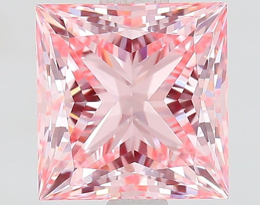 Lab-Grown Princess Diamond - 1.62 Carats, Fancy Vivid Pink Color, VS1 Clarity - Certified by IGI - Report Number: LG635401634