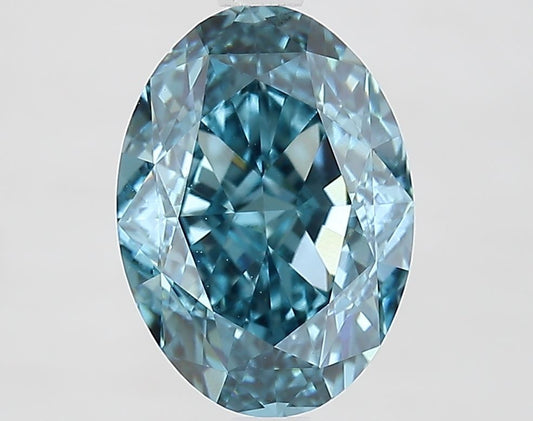 Lab-Grown Oval Diamond - 3.01 Carats, Fancy Vivid Blue Color, VVS2 Clarity - Certified by IGI - Report Number: LG675561155