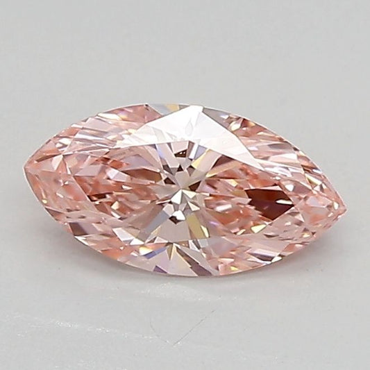 Lab-Grown Marquise Diamond - 0.6 Carats, Fancy Vivid Pink Color, VS1 Clarity - Certified by IGI - Report Number: LG607315936