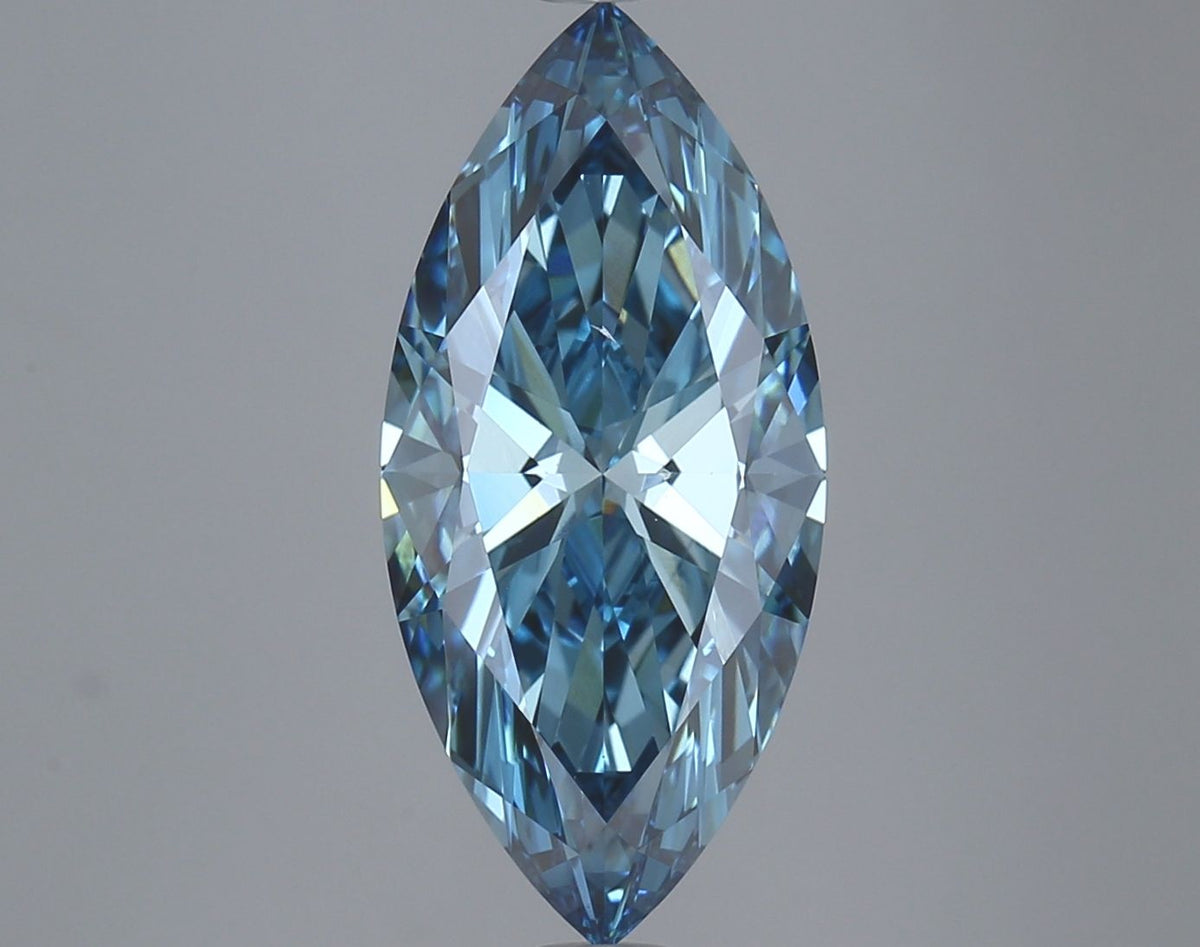Lab-Grown Marquise Diamond - 4.33 Carats, Fancy Vivid Blue Color, VS2 Clarity - Certified by IGI - Report Number: LG625410183