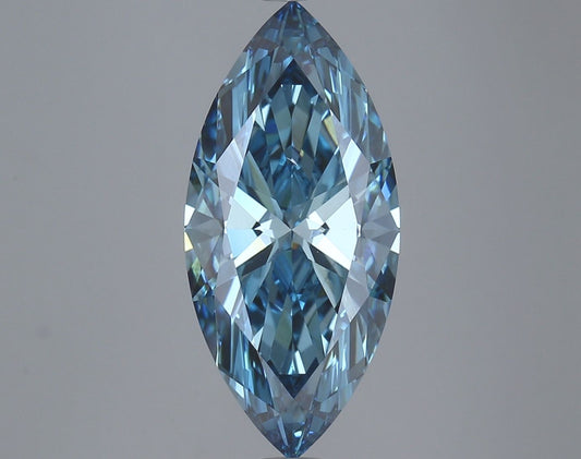 Lab-Grown Marquise Diamond - 4.33 Carats, Fancy Vivid Blue Color, VS2 Clarity - Certified by IGI - Report Number: LG625410183