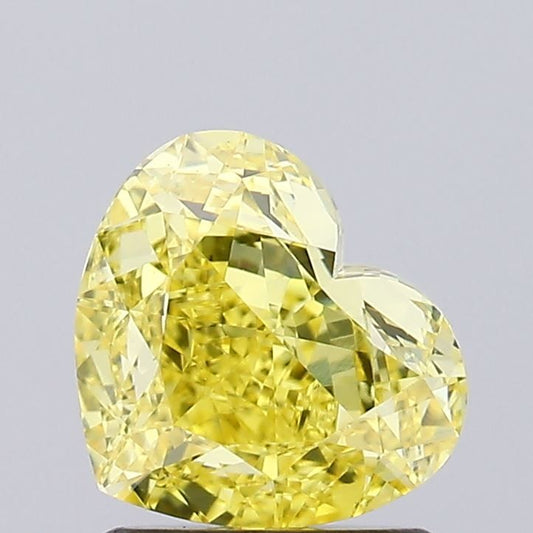 Lab-Grown Heart Diamond - 1.52 Carats, Fancy Vivid Yellow Color, VVS2 Clarity - Certified by IGI - Report Number: LG631440426