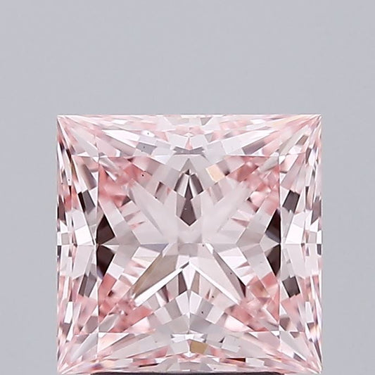 Lab-Grown Princess Diamond - 2.51 Carats, Fancy Intense Pink Color, VS1 Clarity - Certified by IGI - Report Number: LG692540486