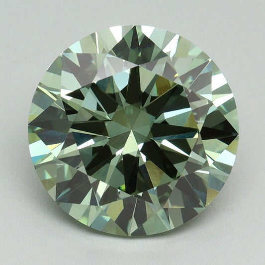 Lab-Grown Round Diamond - 4.02 Carats, Fancy Vivid Green Color, VVS2 Clarity - Certified by IGI - Report Number: LG638466268