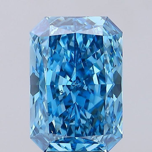 Lab-Grown Radiant Diamond - 4.0 Carats, Fancy Vivid Blue Color, VS2 Clarity - Certified by IGI - Report Number: LG681583285