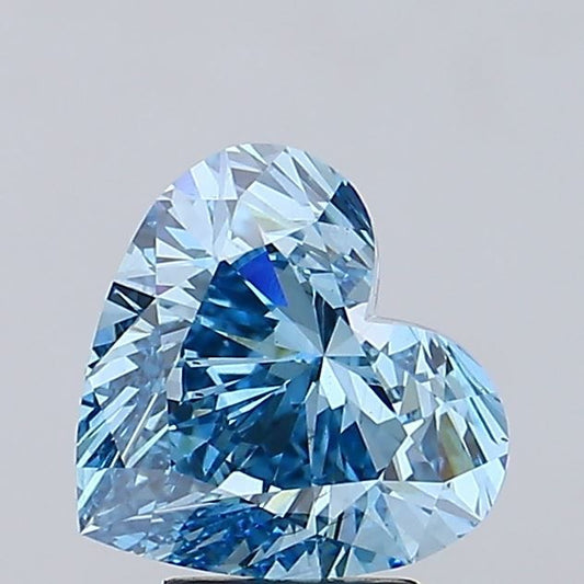 Lab-Grown Heart Diamond - 4.02 Carats, Fancy Vivid Blue Color, VS2 Clarity - Certified by IGI - Report Number: LG687572466