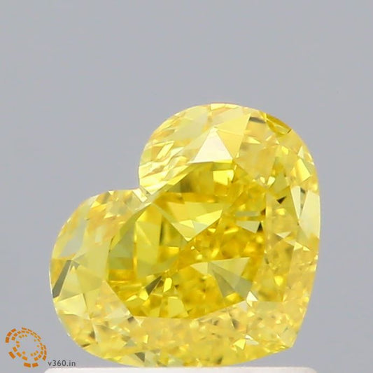 Lab-Grown Heart Diamond - 0.78 Carats, Fancy Vivid Yellow Color, VVS2 Clarity - Certified by IGI - Report Number: LG613390030