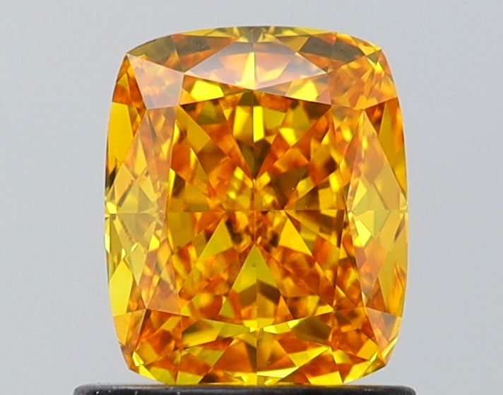 Lab-Grown Cushion Diamond - 1.04 Carats, Fancy Vivid Yellow Color, VVS2 Clarity - Certified by IGI - Report Number: LG649497868