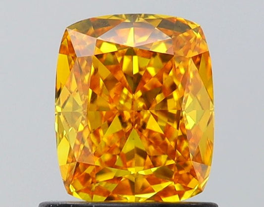 Lab-Grown Cushion Diamond - 1.04 Carats, Fancy Vivid Yellow Color, VVS2 Clarity - Certified by IGI - Report Number: LG649497868