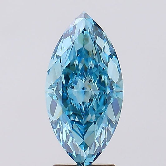 Lab-Grown Marquise Diamond - 4.01 Carats, Fancy Vivid Blue Color, VVS2 Clarity - Certified by IGI - Report Number: LG629494187