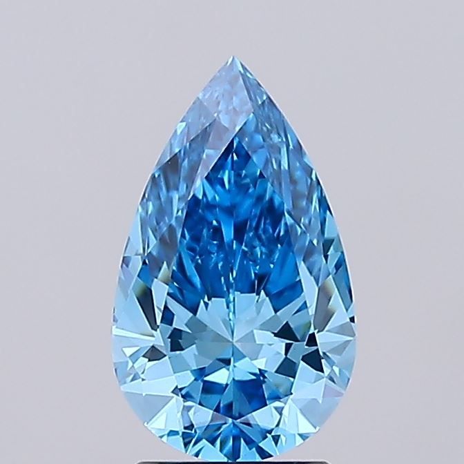 Lab-Grown Pear Diamond - 2.08 Carats, Fancy Vivid Blue Color, VS1 Clarity - Certified by IGI - Report Number: LG689507321