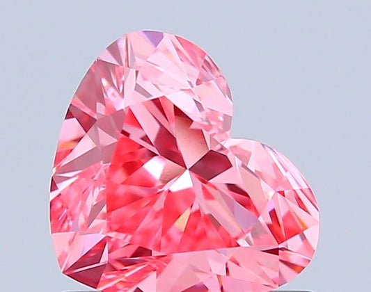 Lab-Grown Heart Diamond - 0.91 Carats, Fancy Vivid Pink Color, VVS2 Clarity - Certified by IGI - Report Number: LG677559706
