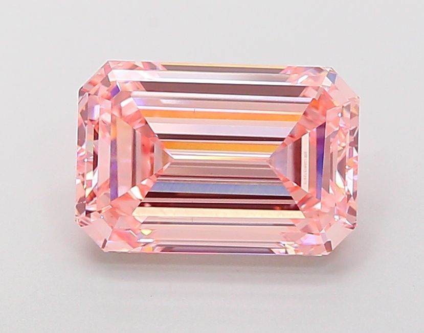 Lab-Grown Emerald Diamond - 5.01 Carats, Fancy Intense Pink Color, VS1 Clarity - Certified by IGI - Report Number: LG681572975