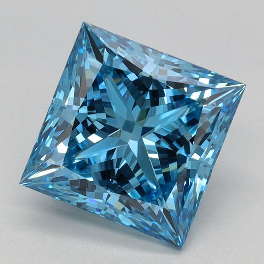 Lab-Grown Princess Diamond - 2.08 Carats, Fancy Vivid Blue Color, VVS2 Clarity - Certified by IGI - Report Number: LG660472783
