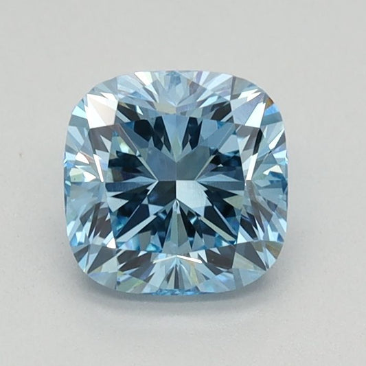 Lab-Grown Cushion Diamond - 0.72 Carats, Fancy Vivid Blue Color, VS1 Clarity - Certified by IGI - Report Number: LG586338189