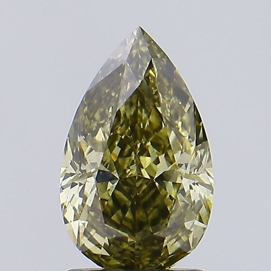 Lab-Grown Pear Diamond - 1.32 Carats, Fancy Gray Yellow Color, VS2 Clarity - Certified by IGI - Report Number: LG625451815