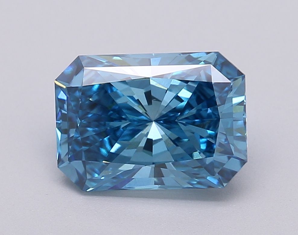 Lab-Grown Radiant Diamond - 2.04 Carats, Fancy Vivid Blue Color, VVS2 Clarity - Certified by IGI - Report Number: LG611390183