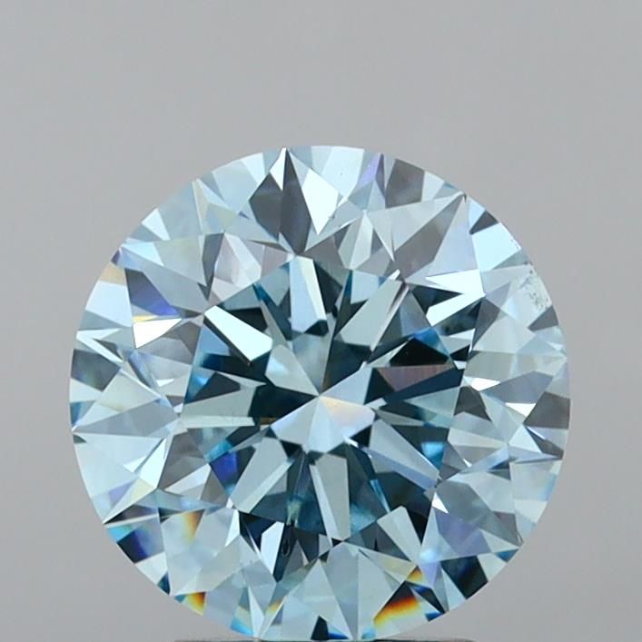 Lab-Grown Round Diamond - 4.0 Carats, Fancy Intense Blue Color, VS2 Clarity - Certified by IGI - Report Number: LG639416104