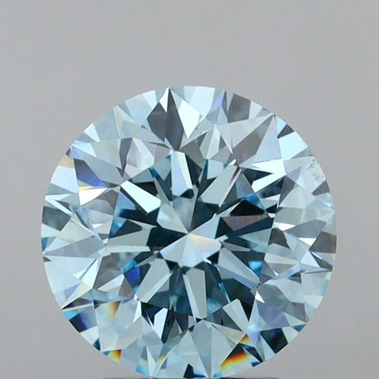 Lab-Grown Round Diamond - 4.0 Carats, Fancy Intense Blue Color, VS2 Clarity - Certified by IGI - Report Number: LG639416104