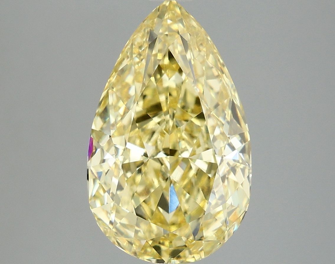 Lab-Grown Pear Diamond - 4.04 Carats, Fancy Vivid Yellow Color, VVS2 Clarity - Certified by IGI - Report Number: LG670482592
