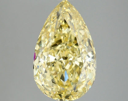 Lab-Grown Pear Diamond - 4.04 Carats, Fancy Vivid Yellow Color, VVS2 Clarity - Certified by IGI - Report Number: LG670482592