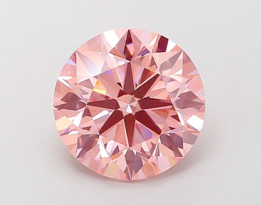 Lab-Grown Round Diamond - 3.02 Carats, Fancy Intense Pink Color, VS1 Clarity - Certified by IGI - Report Number: LG681558604