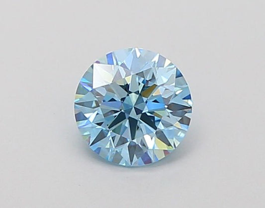 Lab-Grown Round Diamond - 0.72 Carats, Fancy Vivid Blue Color, VS1 Clarity - Certified by IGI - Report Number: LG663404220