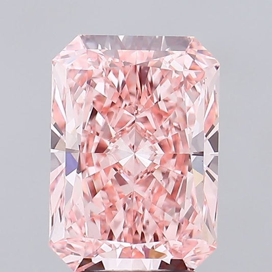 Lab-Grown Radiant Diamond - 3.54 Carats, Fancy Vivid Pink Color, VS1 Clarity - Certified by IGI - Report Number: LG668415786