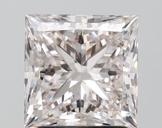 Lab-Grown Princess Diamond - 2.5 Carats, Light Pink Color, VVS2 Clarity - Certified by IGI - Report Number: LG673421141