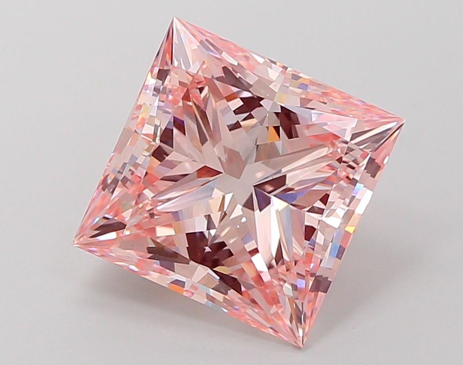Lab-Grown Princess Diamond - 5.0 Carats, Fancy Intense Pink Color, VS1 Clarity - Certified by IGI - Report Number: LG664411660