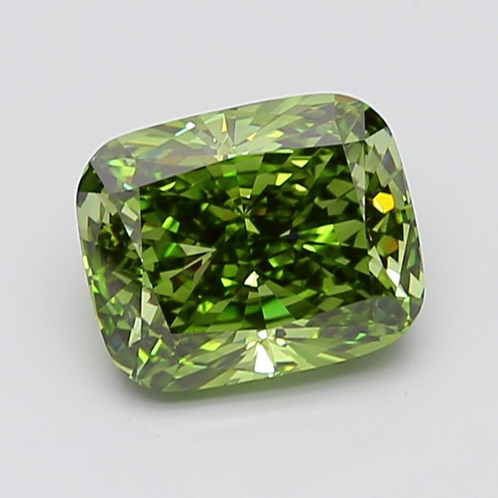 Lab-Grown Cushion Diamond - 5.01 Carats, Fancy Vivid Green Color, VS2 Clarity - Certified by IGI - Report Number: LG668463936