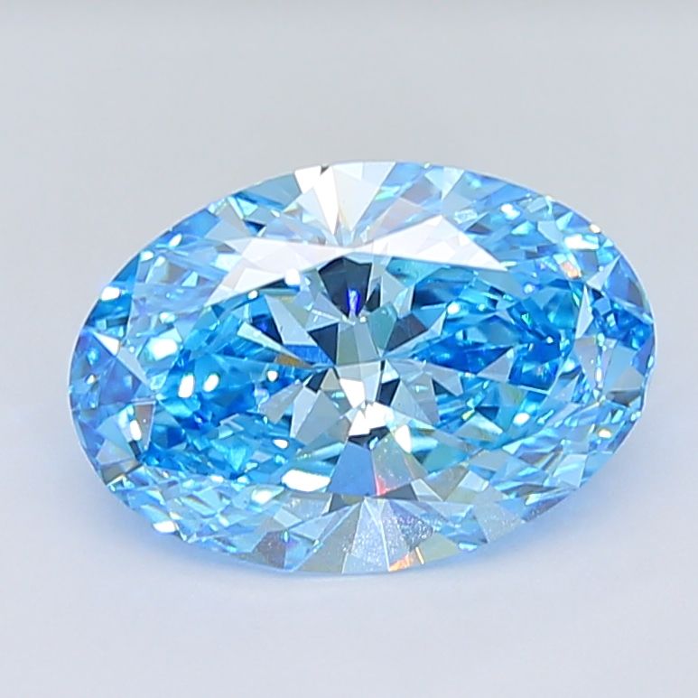 Lab-Grown Oval Diamond - 6.03 Carats, Fancy Vivid Blue Color, VS1 Clarity - Certified by IGI - Report Number: LG668407125