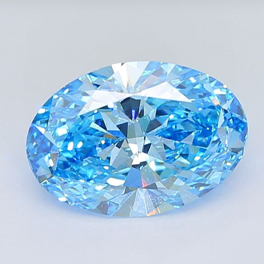 Lab-Grown Oval Diamond - 6.03 Carats, Fancy Vivid Blue Color, VS1 Clarity - Certified by IGI - Report Number: LG668407125