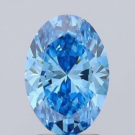 Lab-Grown Oval Diamond - 2.04 Carats, Fancy Vivid Blue Color, VS1 Clarity - Certified by IGI - Report Number: LG684506620