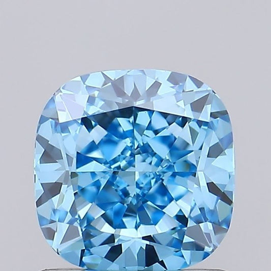 Lab-Grown Cushion Diamond - 1.04 Carats, Fancy Vivid Blue Color, VVS2 Clarity - Certified by IGI - Report Number: LG674511595