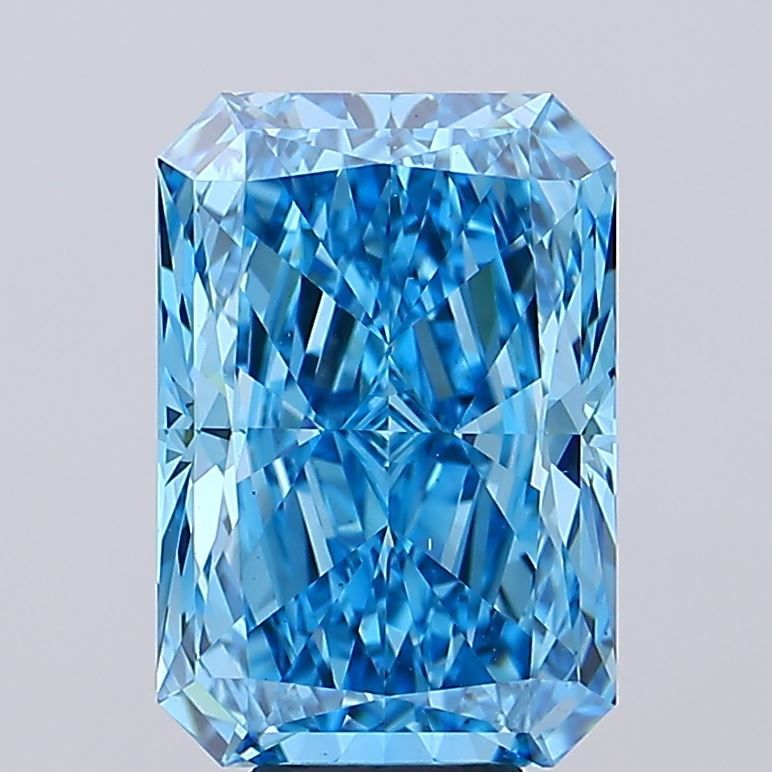 Lab-Grown Radiant Diamond - 8.0 Carats, Fancy Vivid Blue Color, VS1 Clarity - Certified by IGI - Report Number: LG639487205