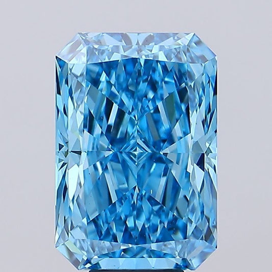 Lab-Grown Radiant Diamond - 8.0 Carats, Fancy Vivid Blue Color, VS1 Clarity - Certified by IGI - Report Number: LG639487205