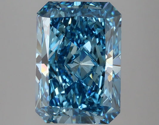 Lab-Grown Radiant Diamond - 4.02 Carats, Fancy Vivid Blue Color, VS1 Clarity - Certified by IGI - Report Number: LG633446311