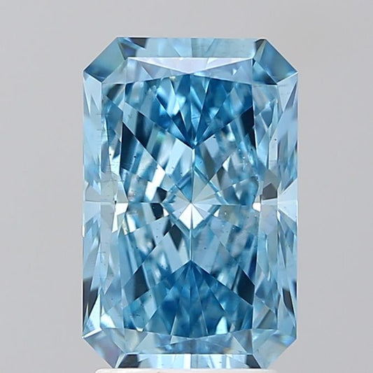 Lab-Grown Radiant Diamond - 3.09 Carats, Fancy Vivid Blue Color, VS2 Clarity - Certified by IGI - Report Number: LG668415994