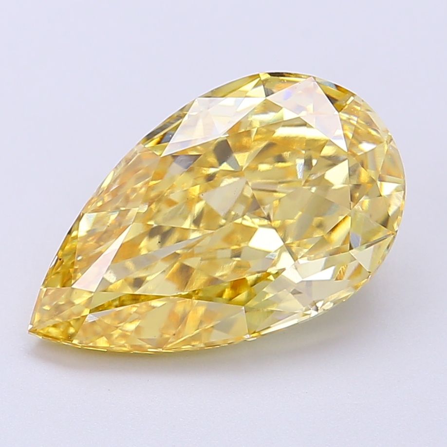 Lab-Grown Pear Diamond - 4.54 Carats, Fancy Vivid Yellow Color, VS1 Clarity - Certified by IGI - Report Number: LG690524499
