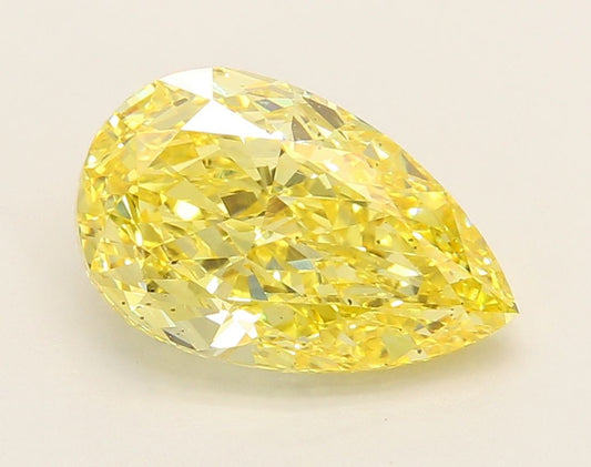 Lab-Grown Pear Diamond - 3.47 Carats, Fancy Vivid Yellow Color, VS2 Clarity - Certified by IGI - Report Number: LG668404504