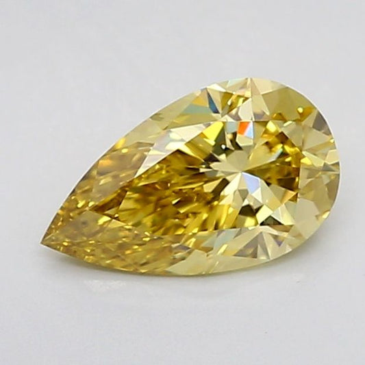 Lab-Grown Pear Diamond - 1.05 Carats, Fancy Vivid Yellow Color, VVS2 Clarity - Certified by IGI - Report Number: LG643438632