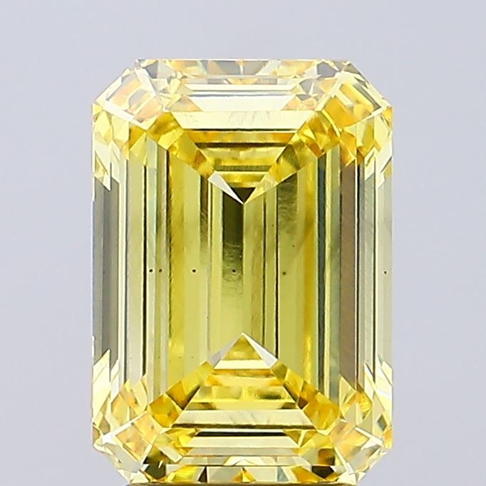 Lab-Grown Emerald Diamond - 3.57 Carats, Fancy Vivid Yellow Color, VS1 Clarity - Certified by IGI - Report Number: LG667407056
