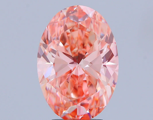 Lab-Grown Oval Diamond - 4.61 Carats, Fancy Vivid Pink Color, VS1 Clarity - Certified by IGI - Report Number: LG639497556