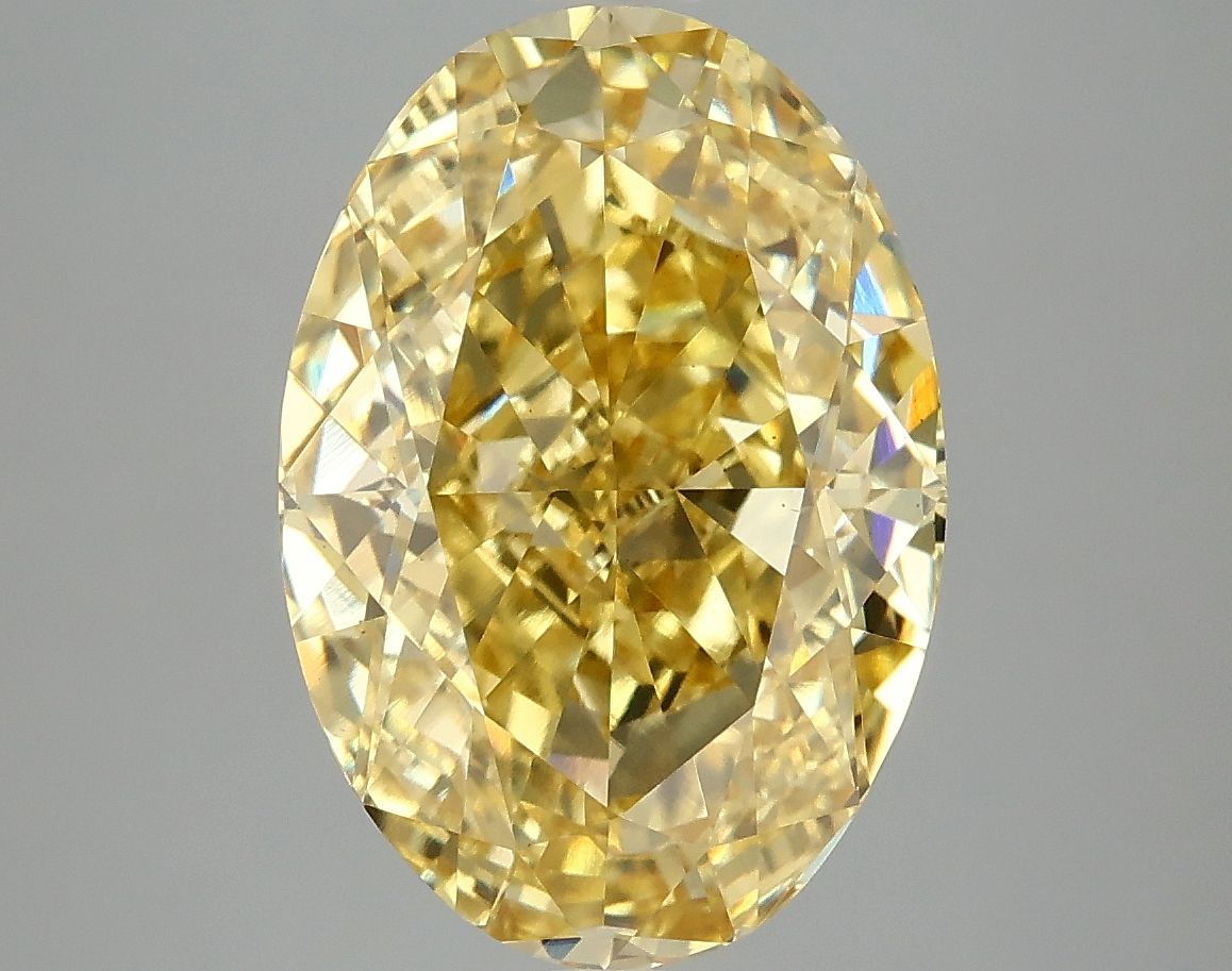 Lab-Grown Oval Diamond - 6.05 Carats, Fancy Vivid Yellow Color, VS1 Clarity - Certified by IGI - Report Number: LG683501609
