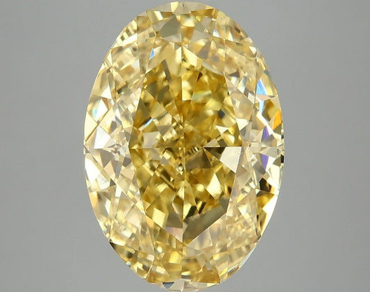 Lab-Grown Oval Diamond - 6.05 Carats, Fancy Vivid Yellow Color, VS1 Clarity - Certified by IGI - Report Number: LG683501609