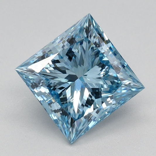 Lab-Grown Princess Diamond - 1.4 Carats, Fancy Vivid Blue Color, VS1 Clarity - Certified by IGI - Report Number: LG613350708
