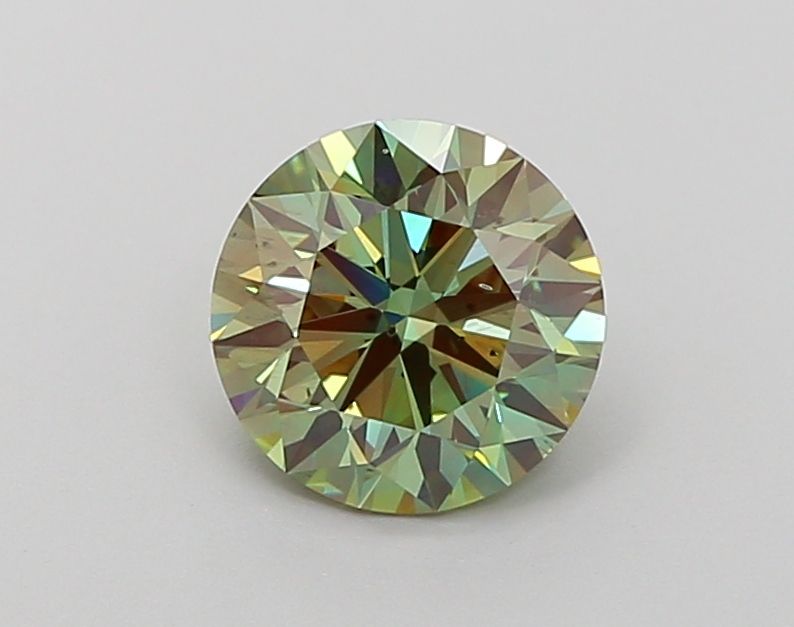 Lab-Grown Round Diamond - 1.55 Carats, Fancy Intense Green Color, VS2 Clarity - Certified by IGI - Report Number: LG671437413
